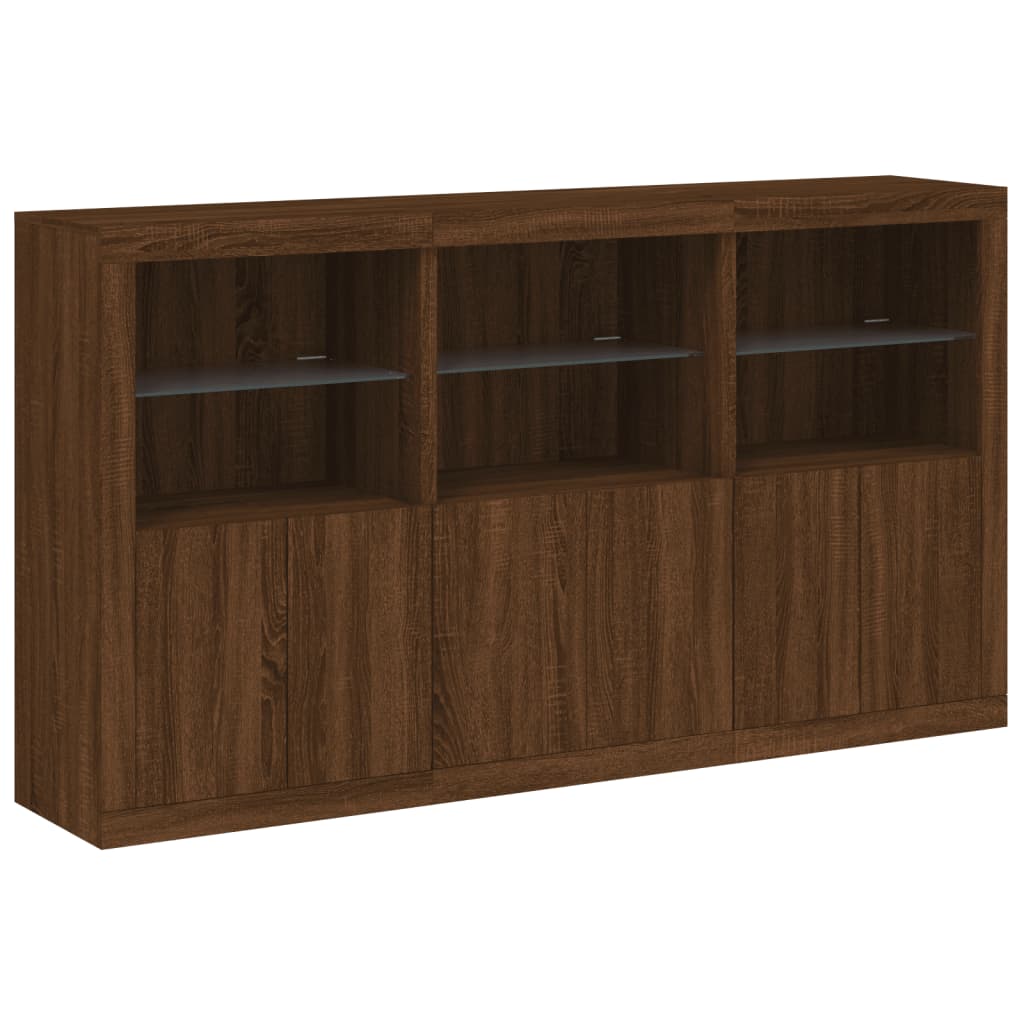 Dressoir met LED-verlichting 181,5x37x100 cm bruin eikenkleur - AllerleiShop