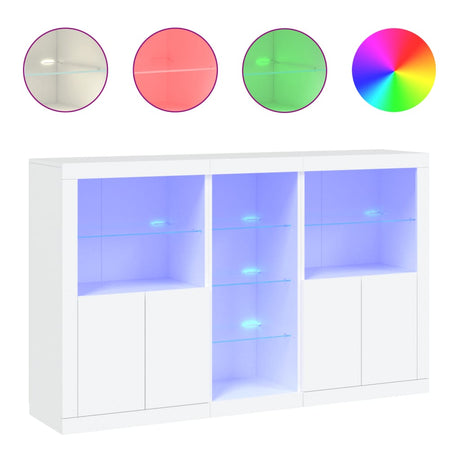 Dressoir met LED-verlichting 162x37x100 cm wit - AllerleiShop