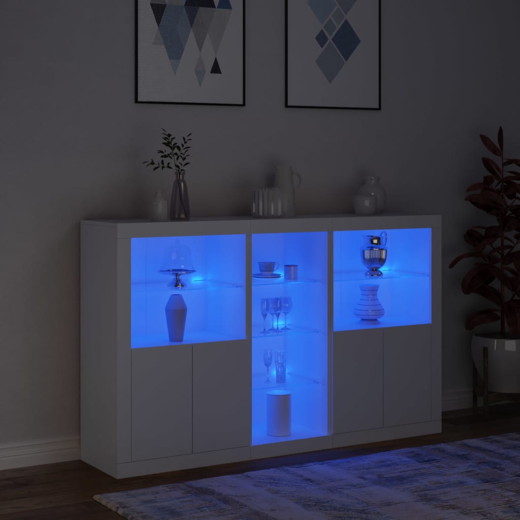 Dressoir met LED-verlichting 162x37x100 cm wit - AllerleiShop