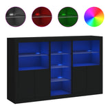 Dressoir met LED-verlichting 162x37x100 cm zwart - AllerleiShop