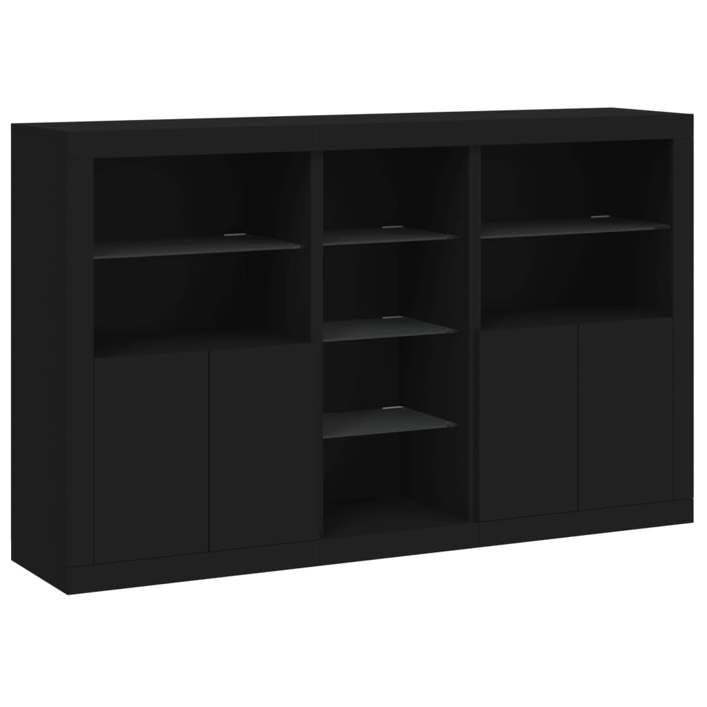 Dressoir met LED-verlichting 162x37x100 cm zwart - AllerleiShop