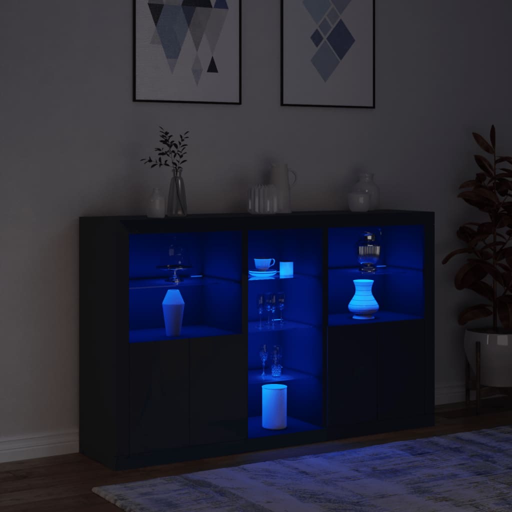 Dressoir met LED-verlichting 162x37x100 cm zwart - AllerleiShop