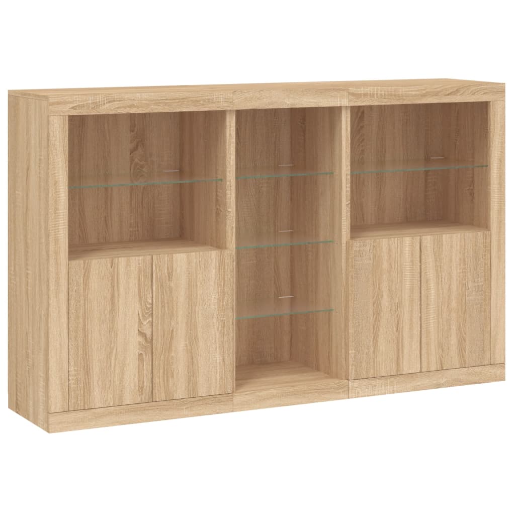 Dressoir met LED-verlichting 162x37x100 cm sonoma eikenkleurig - AllerleiShop