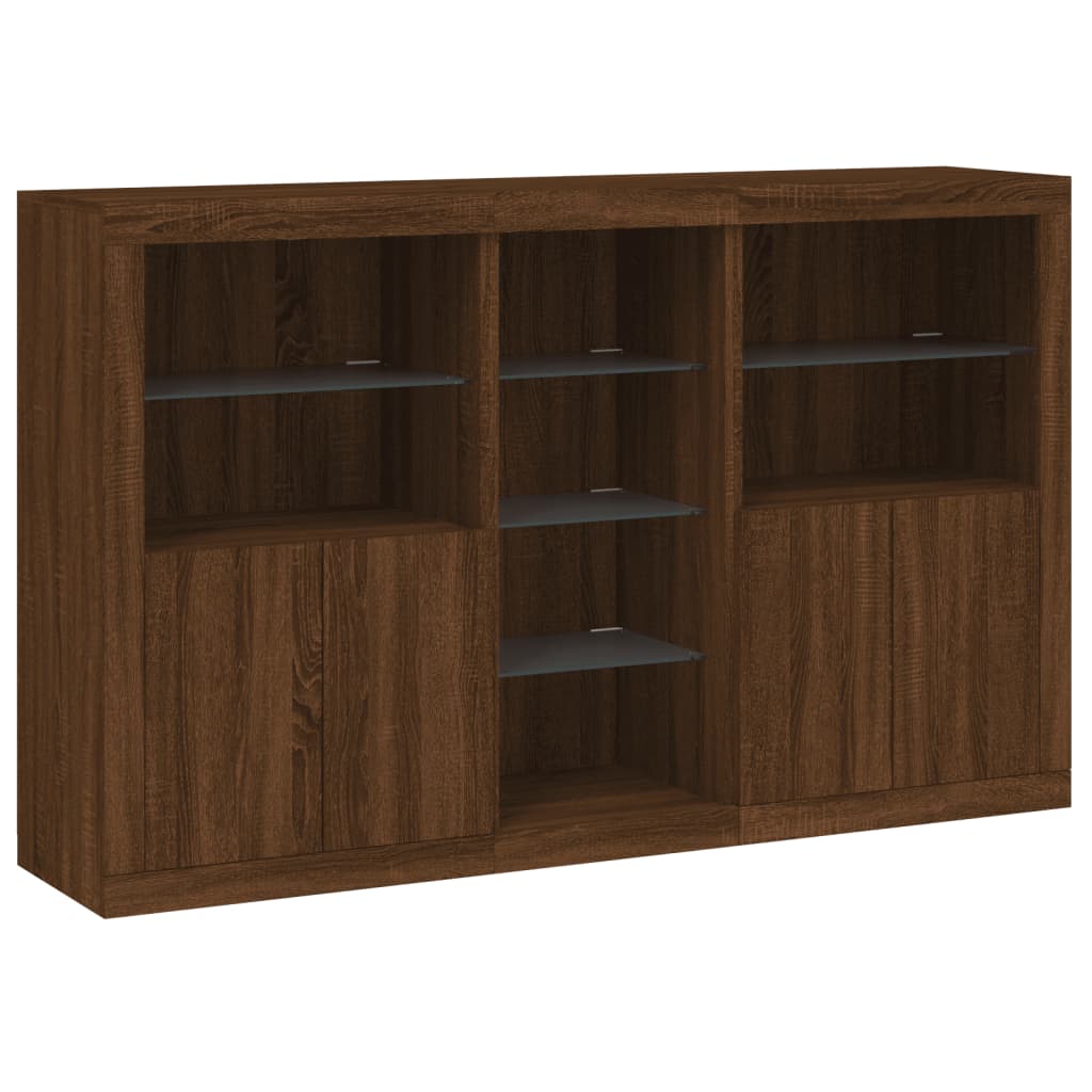 Dressoir met LED-verlichting 162x37x100 cm bruin eikenkleur - AllerleiShop