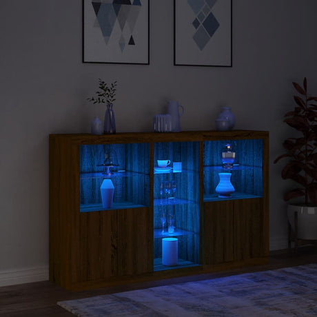 Dressoir met LED-verlichting 162x37x100 cm bruin eikenkleur - AllerleiShop