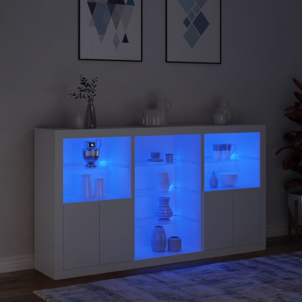 Dressoir met LED-verlichting 181,5x37x100 cm wit - AllerleiShop