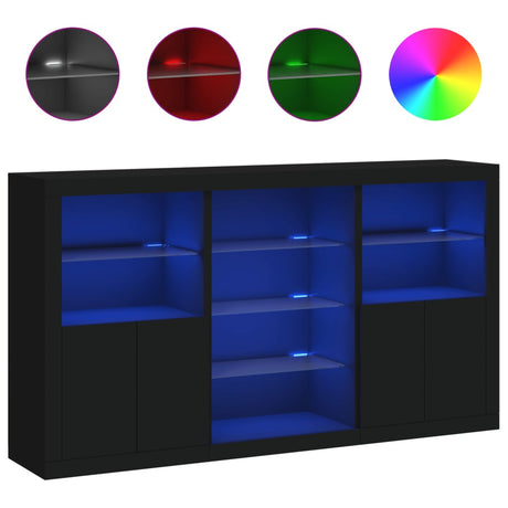 Dressoir met LED-verlichting 181,5x37x100 cm zwart - AllerleiShop