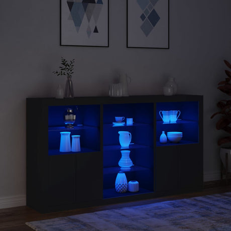 Dressoir met LED-verlichting 181,5x37x100 cm zwart - AllerleiShop