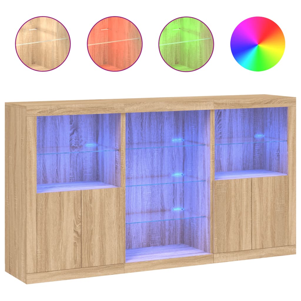 Dressoir met LED-verlichting 181,5x37x100 cm sonoma eikenkleur - AllerleiShop