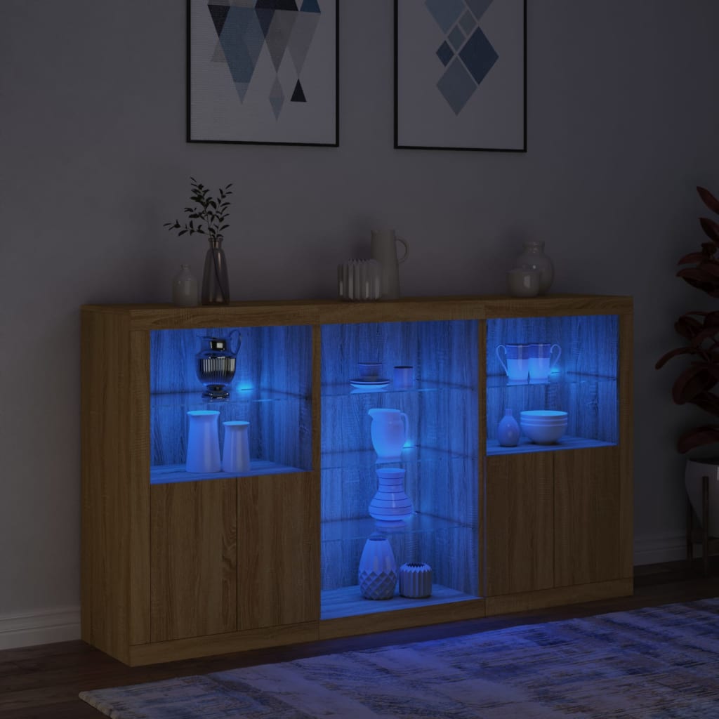 Dressoir met LED-verlichting 181,5x37x100 cm sonoma eikenkleur - AllerleiShop