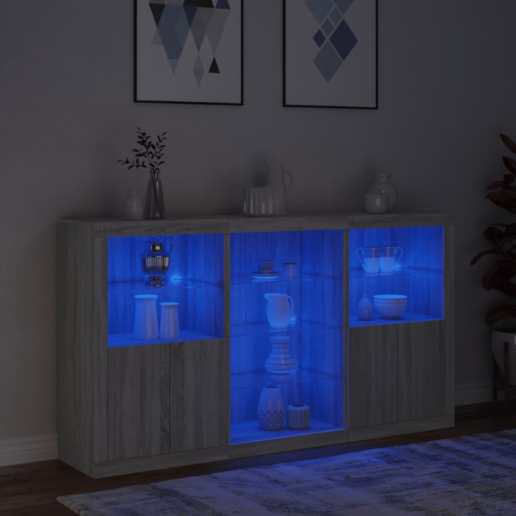 Dressoir met LED-verlichting 181,5x37x100 cm grijs sonoma eiken - AllerleiShop