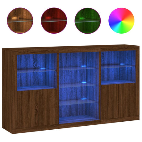 Dressoir met LED-verlichting 181,5x37x100 cm bruin eikenkleur - AllerleiShop