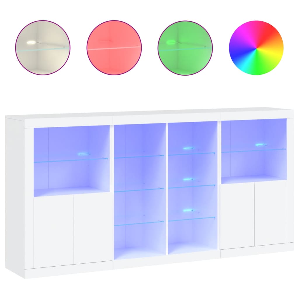 Dressoir met LED-verlichting 202x37x100 cm wit - AllerleiShop