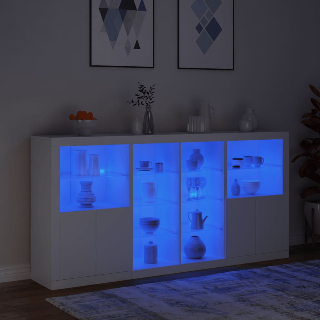 Dressoir met LED-verlichting 202x37x100 cm wit - AllerleiShop