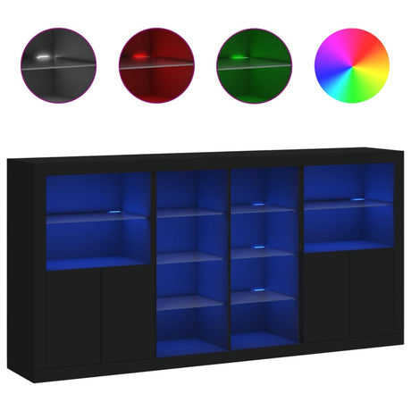 Dressoir met LED-verlichting 202x37x100 cm zwart - AllerleiShop