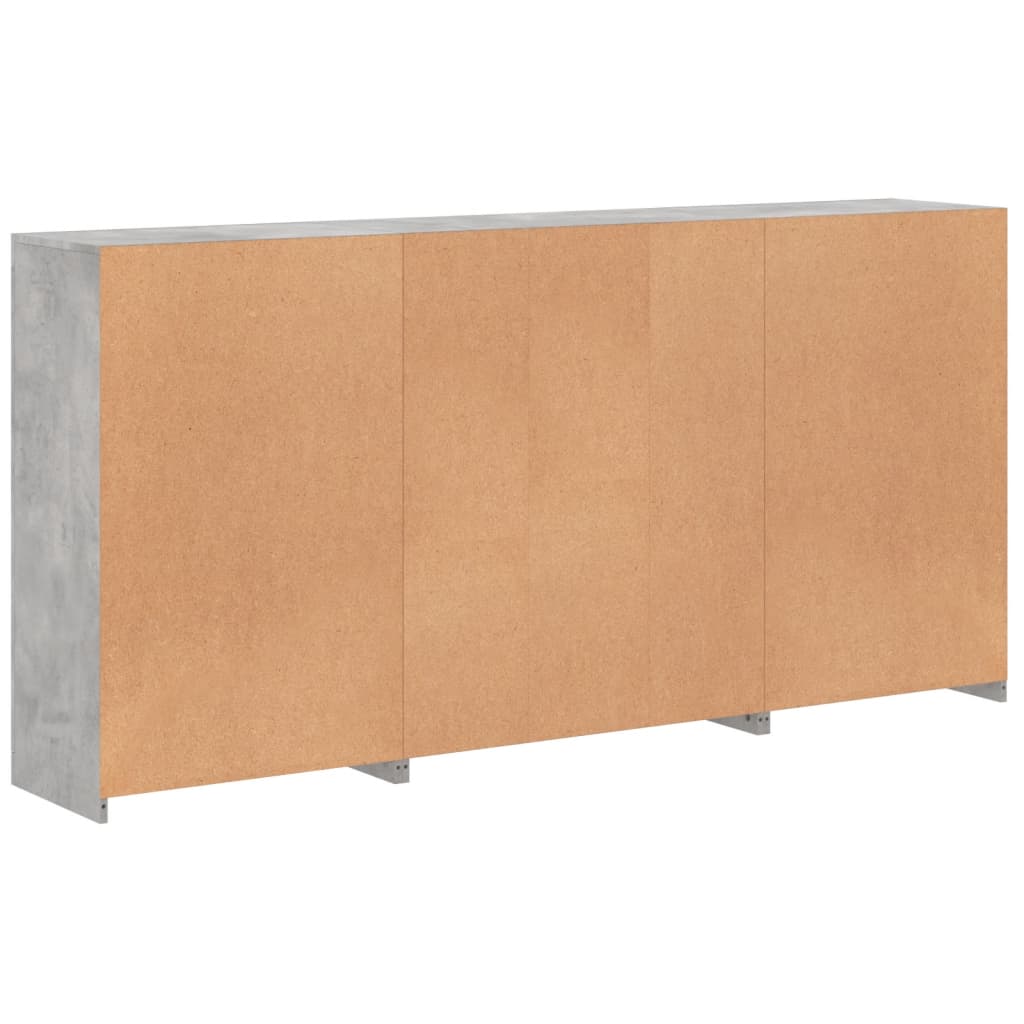 Dressoir met LED-verlichting 202x37x100 cm betongrijs - AllerleiShop