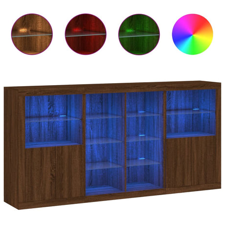 Dressoir met LED-verlichting 202x37x100 cm bruin eikenkleur - AllerleiShop