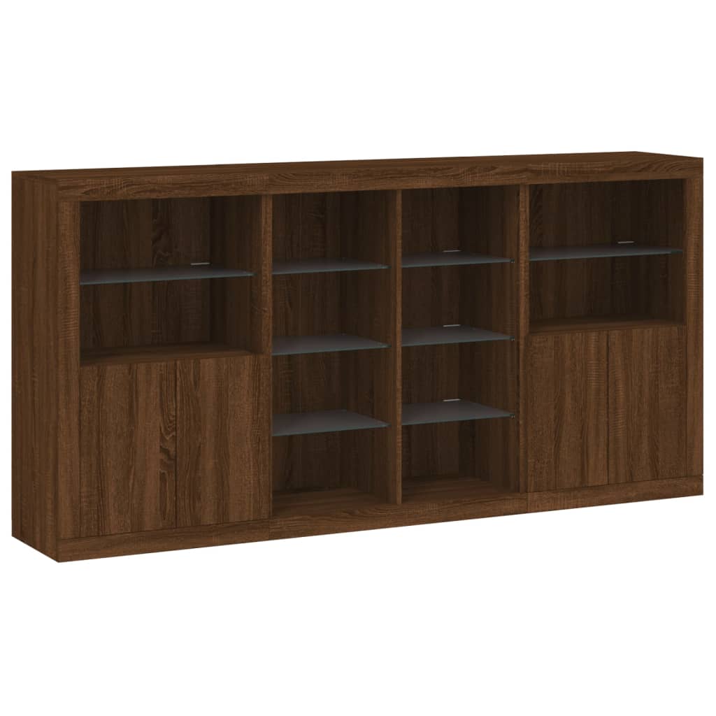 Dressoir met LED-verlichting 202x37x100 cm bruin eikenkleur - AllerleiShop