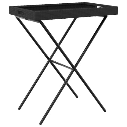 Dienbladtafel inklapbaar 65x40x75 cm poly rattan zwart - AllerleiShop