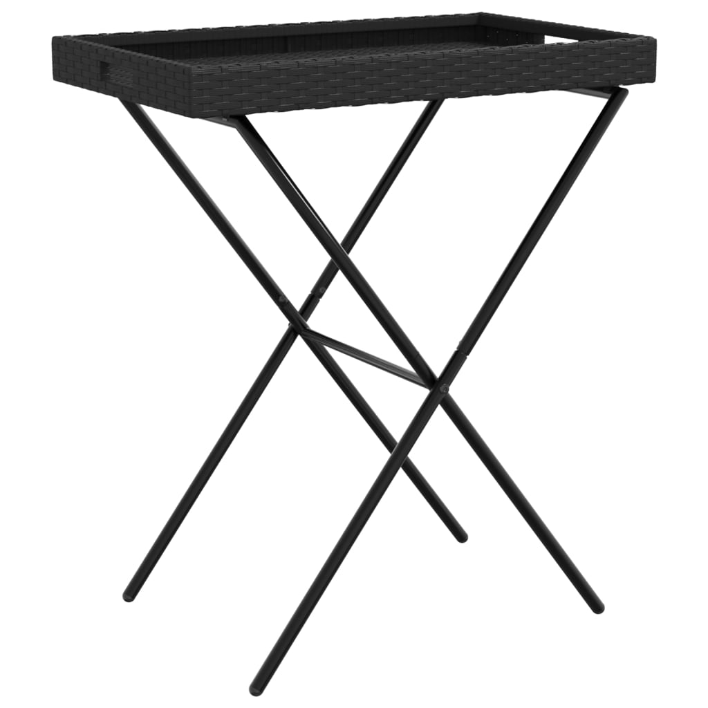 Dienbladtafel inklapbaar 65x40x75 cm poly rattan zwart - AllerleiShop