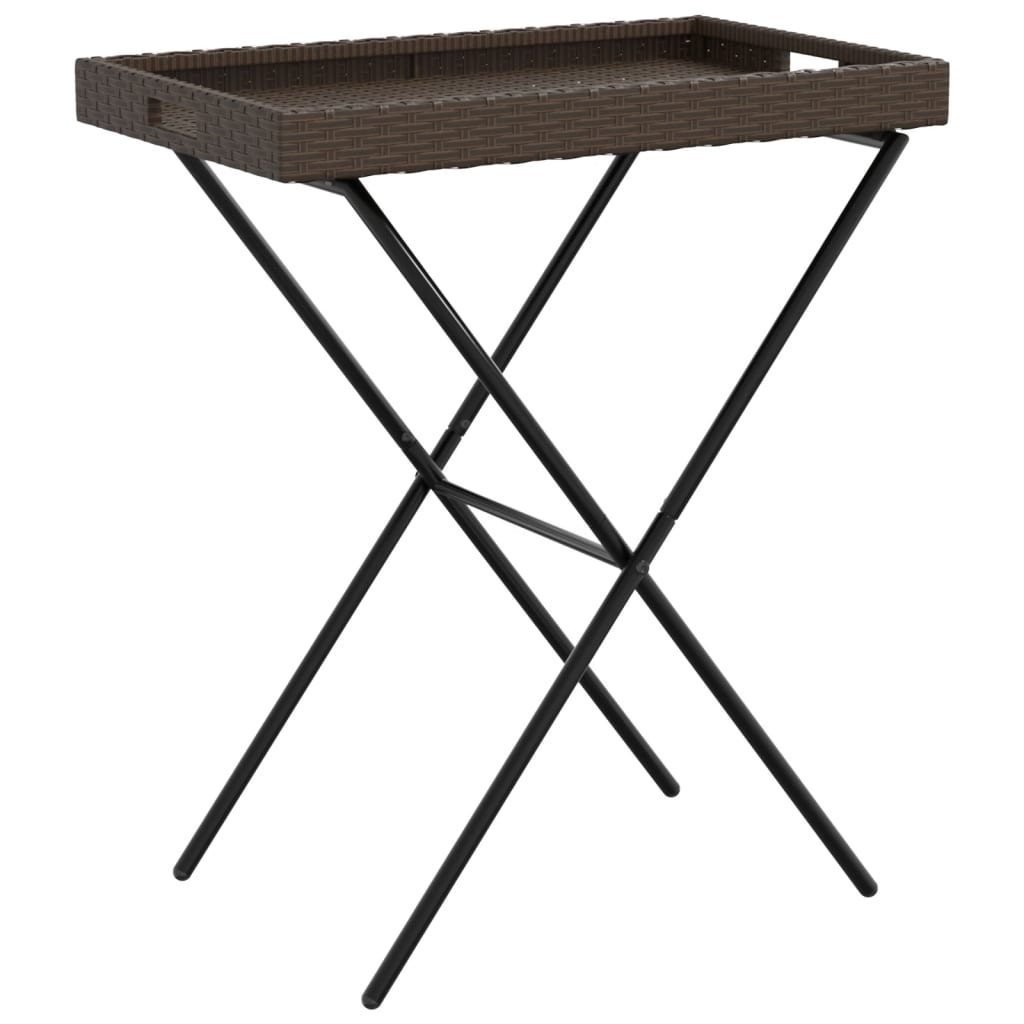 Dienbladtafel inklapbaar 65x40x75 cm poly rattan bruin - AllerleiShop