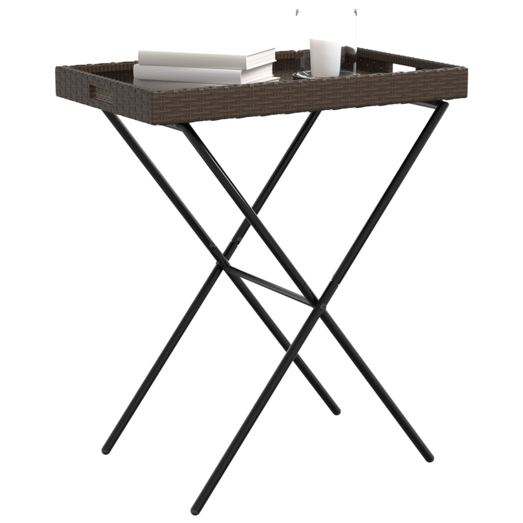 Dienbladtafel inklapbaar 65x40x75 cm poly rattan bruin - AllerleiShop