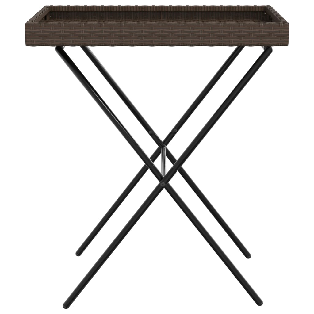 Dienbladtafel inklapbaar 65x40x75 cm poly rattan bruin - AllerleiShop