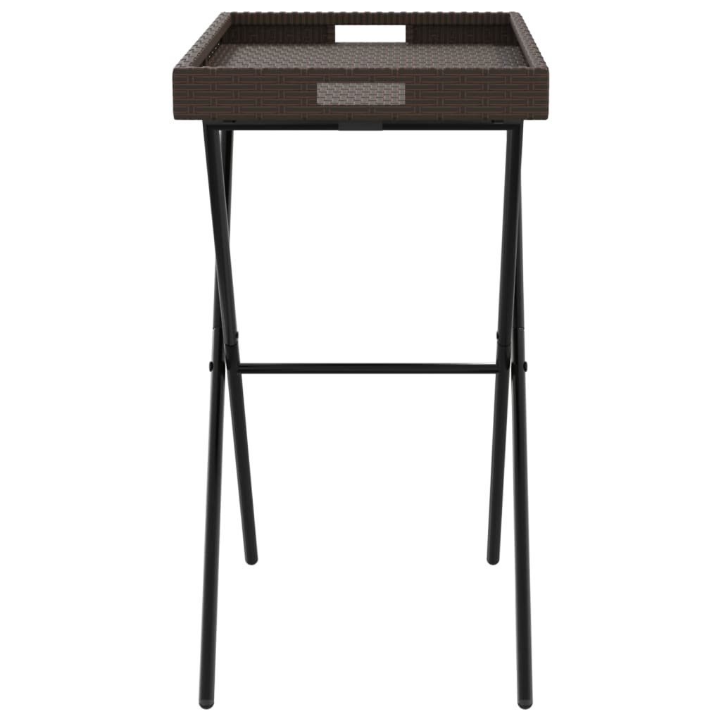 Dienbladtafel inklapbaar 65x40x75 cm poly rattan bruin - AllerleiShop