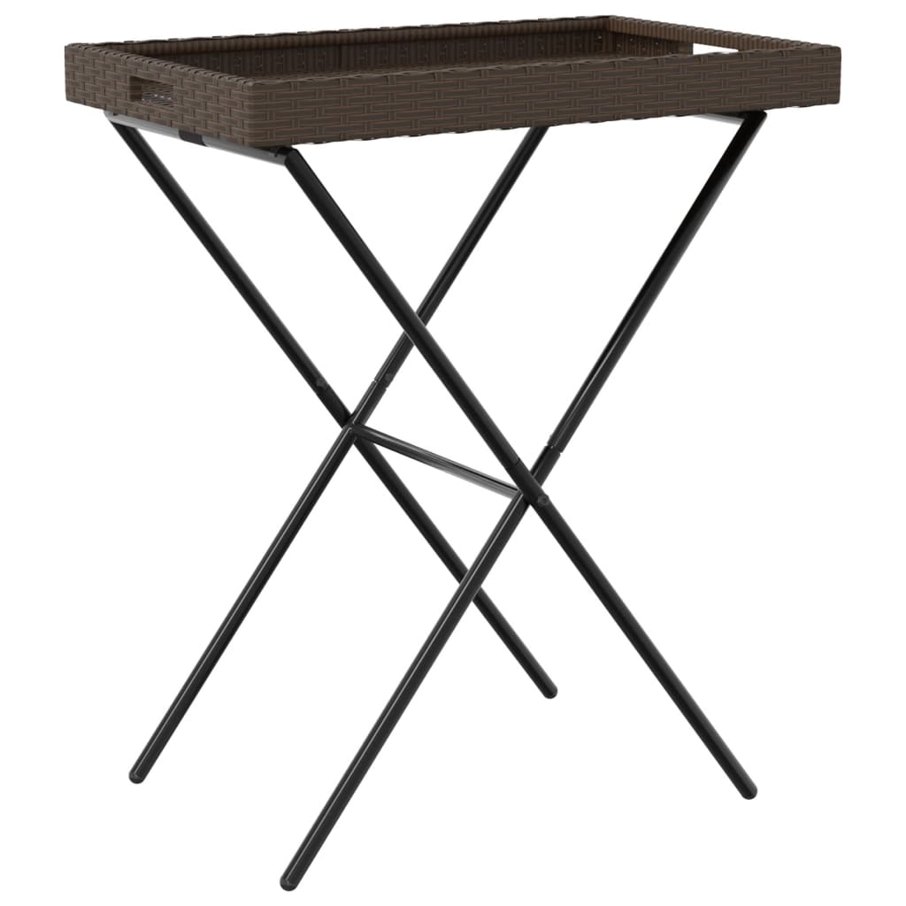 Dienbladtafel inklapbaar 65x40x75 cm poly rattan bruin - AllerleiShop