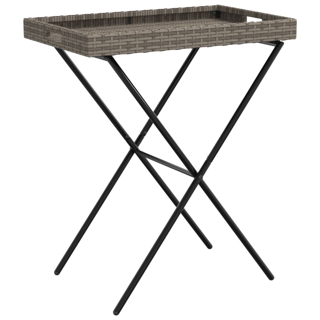 Dienbladtafel inklapbaar 65x40x75 cm poly rattan grijs - AllerleiShop