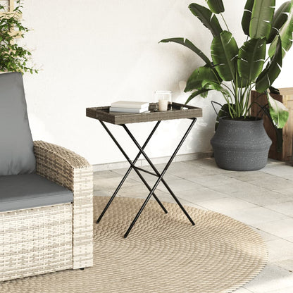 Dienbladtafel inklapbaar 65x40x75 cm poly rattan grijs - AllerleiShop