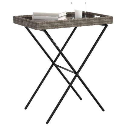 Dienbladtafel inklapbaar 65x40x75 cm poly rattan grijs - AllerleiShop