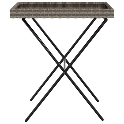 Dienbladtafel inklapbaar 65x40x75 cm poly rattan grijs - AllerleiShop