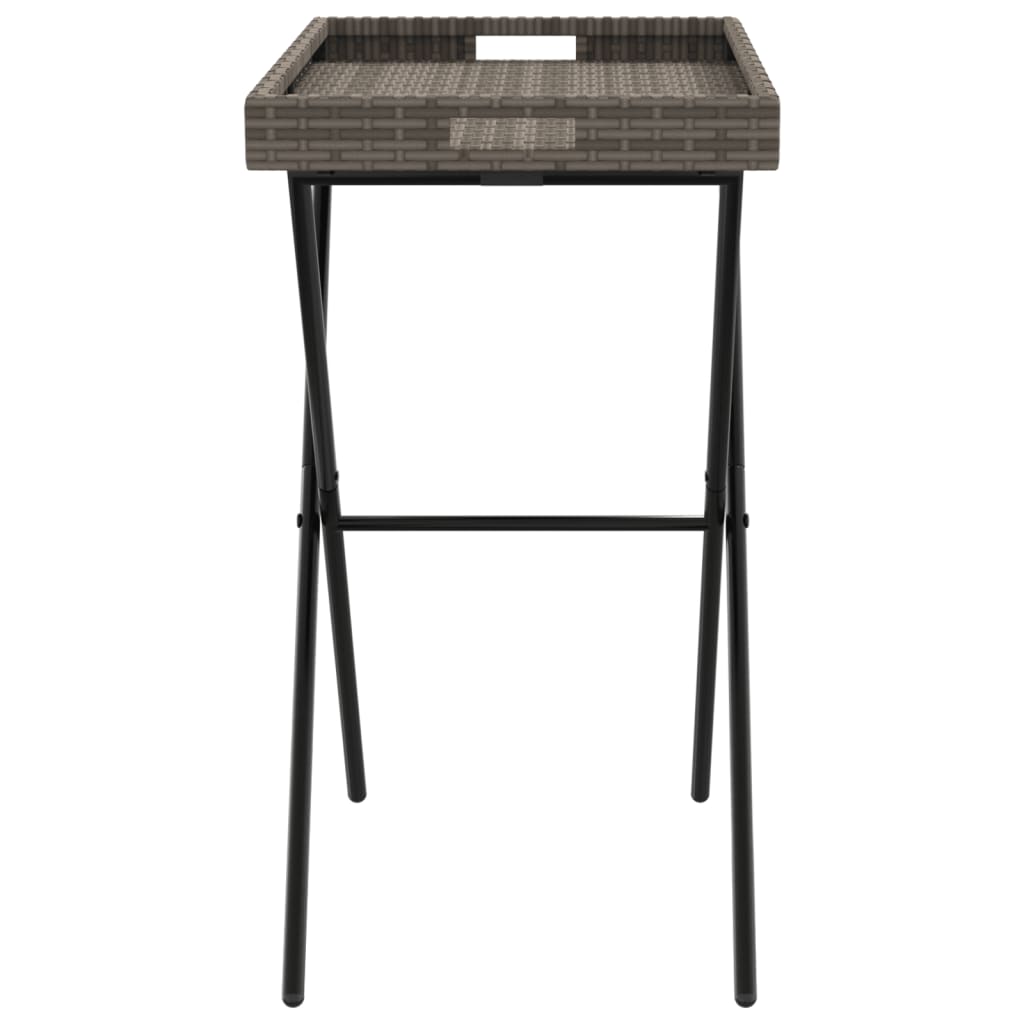 Dienbladtafel inklapbaar 65x40x75 cm poly rattan grijs - AllerleiShop