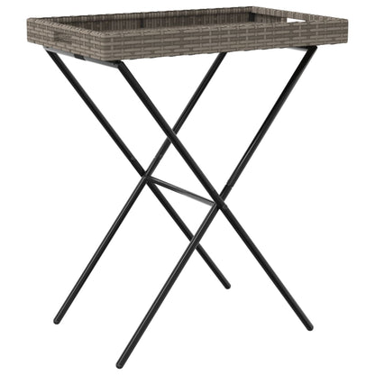 Dienbladtafel inklapbaar 65x40x75 cm poly rattan grijs - AllerleiShop