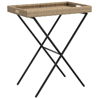 Dienbladtafel inklapbaar 65x40x75 cm poly rattan beige - AllerleiShop