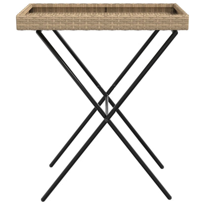 Dienbladtafel inklapbaar 65x40x75 cm poly rattan beige - AllerleiShop