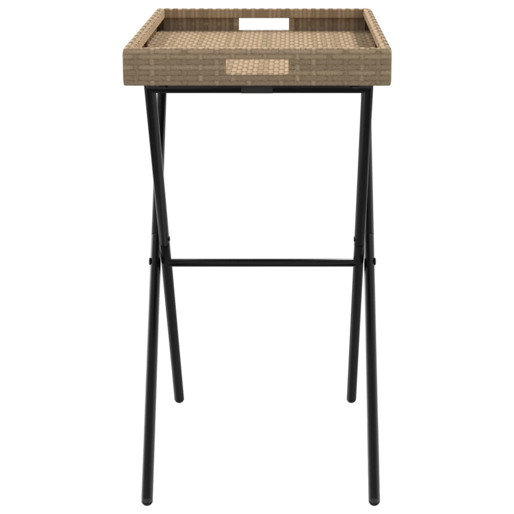 Dienbladtafel inklapbaar 65x40x75 cm poly rattan beige - AllerleiShop