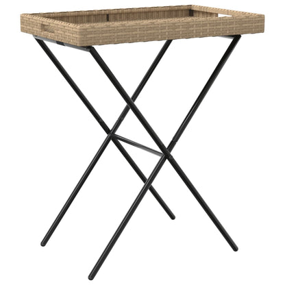 Dienbladtafel inklapbaar 65x40x75 cm poly rattan beige - AllerleiShop