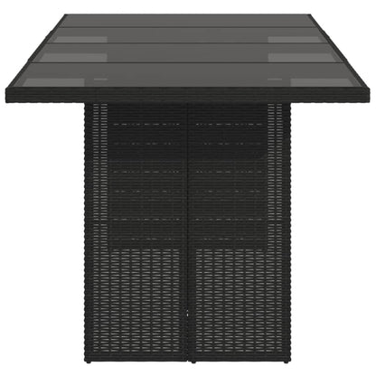 Tuintafel met glazen blad 190x80x74 cm poly rattan zwart - AllerleiShop