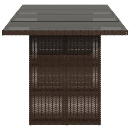 Tuintafel met glazen blad 190x80x74 cm poly rattan bruin - AllerleiShop