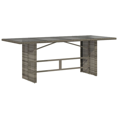 Tuintafel met glazen blad 190x80x74 cm poly rattan grijs - AllerleiShop