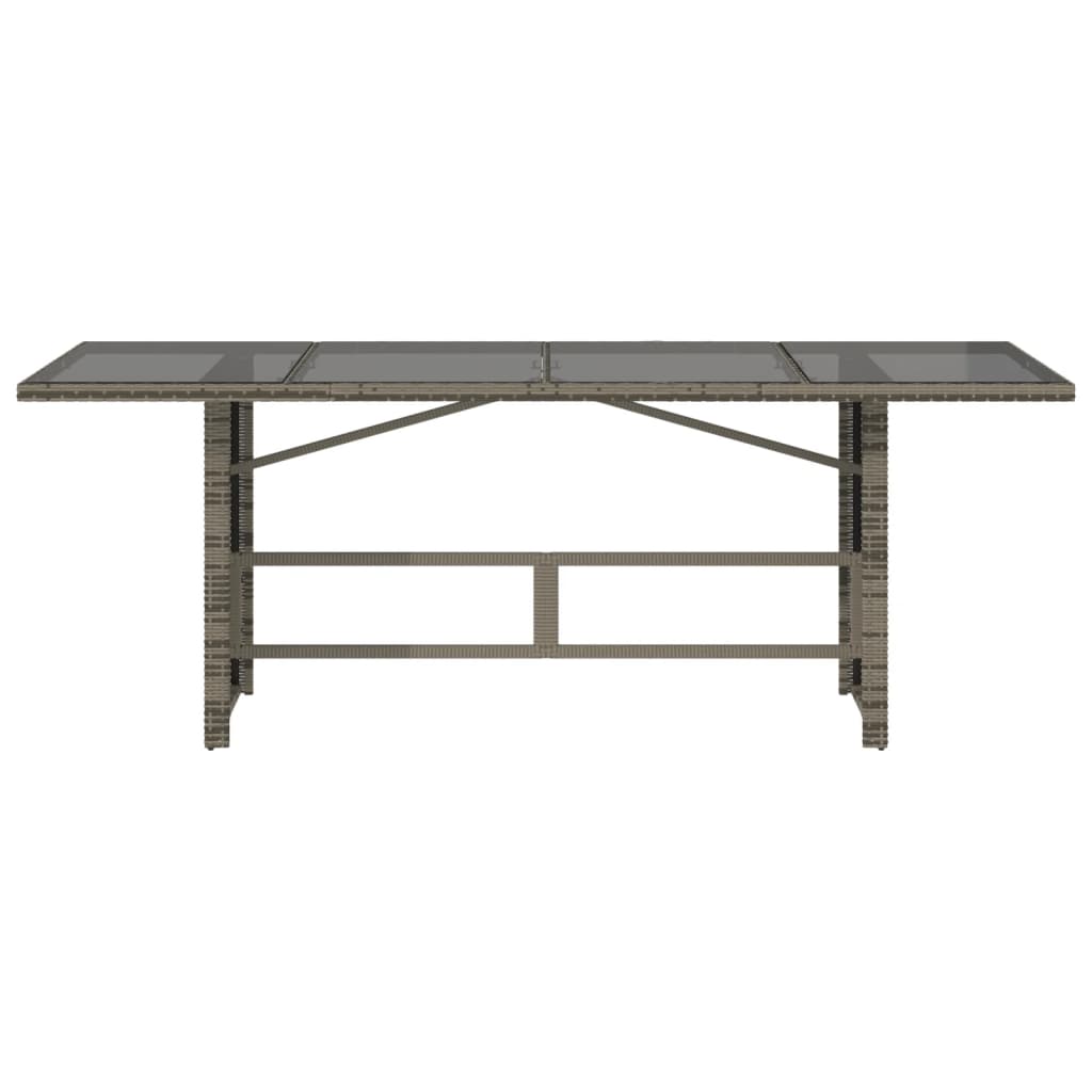 Tuintafel met glazen blad 190x80x74 cm poly rattan grijs - AllerleiShop