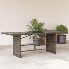 Tuintafel met glazen blad 190x80x74 cm poly rattan grijs