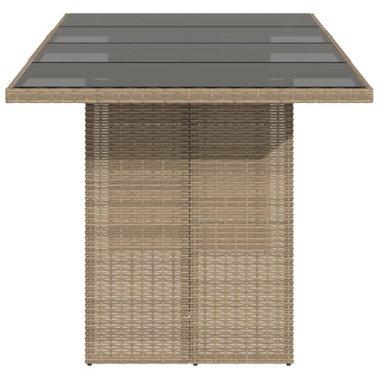 Tuintafel met glazen blad 190x80x74 cm poly rattan beige - AllerleiShop