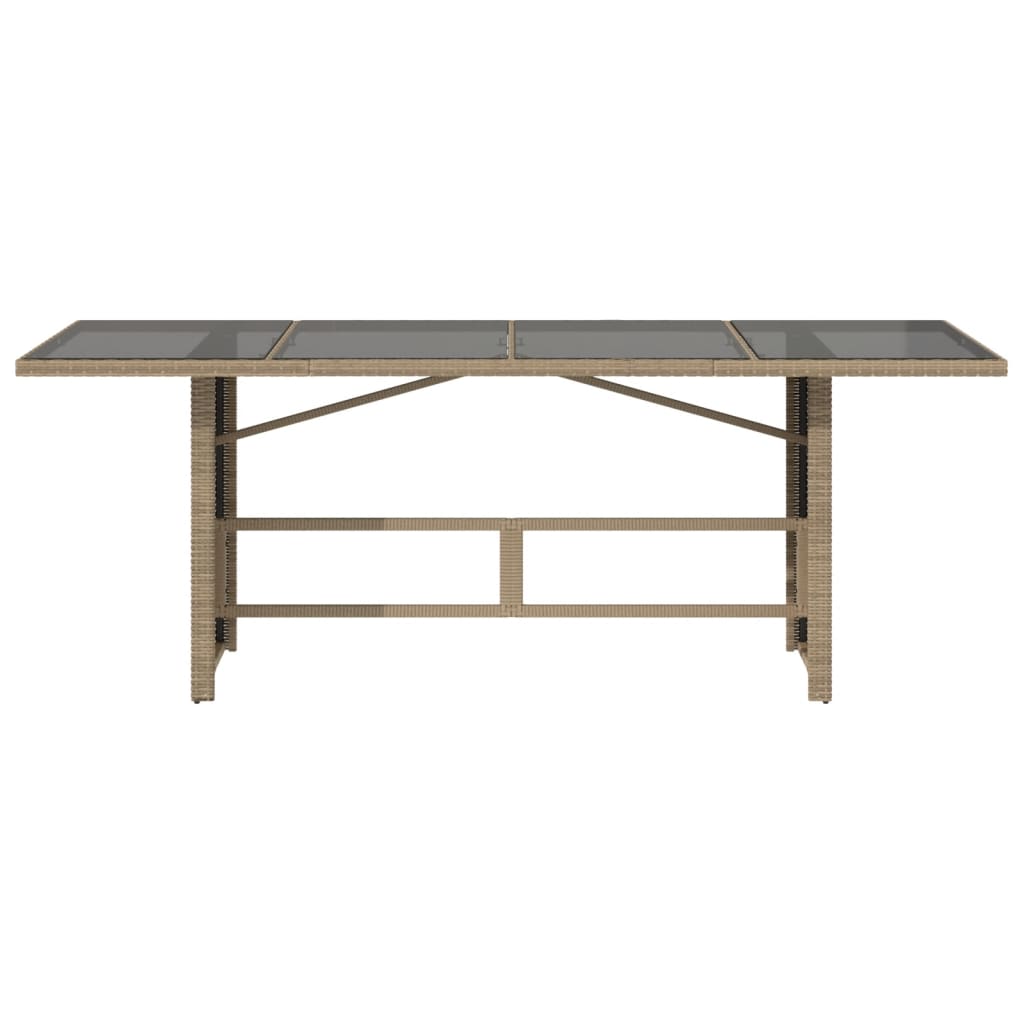 Tuintafel met glazen blad 190x80x74 cm poly rattan beige - AllerleiShop