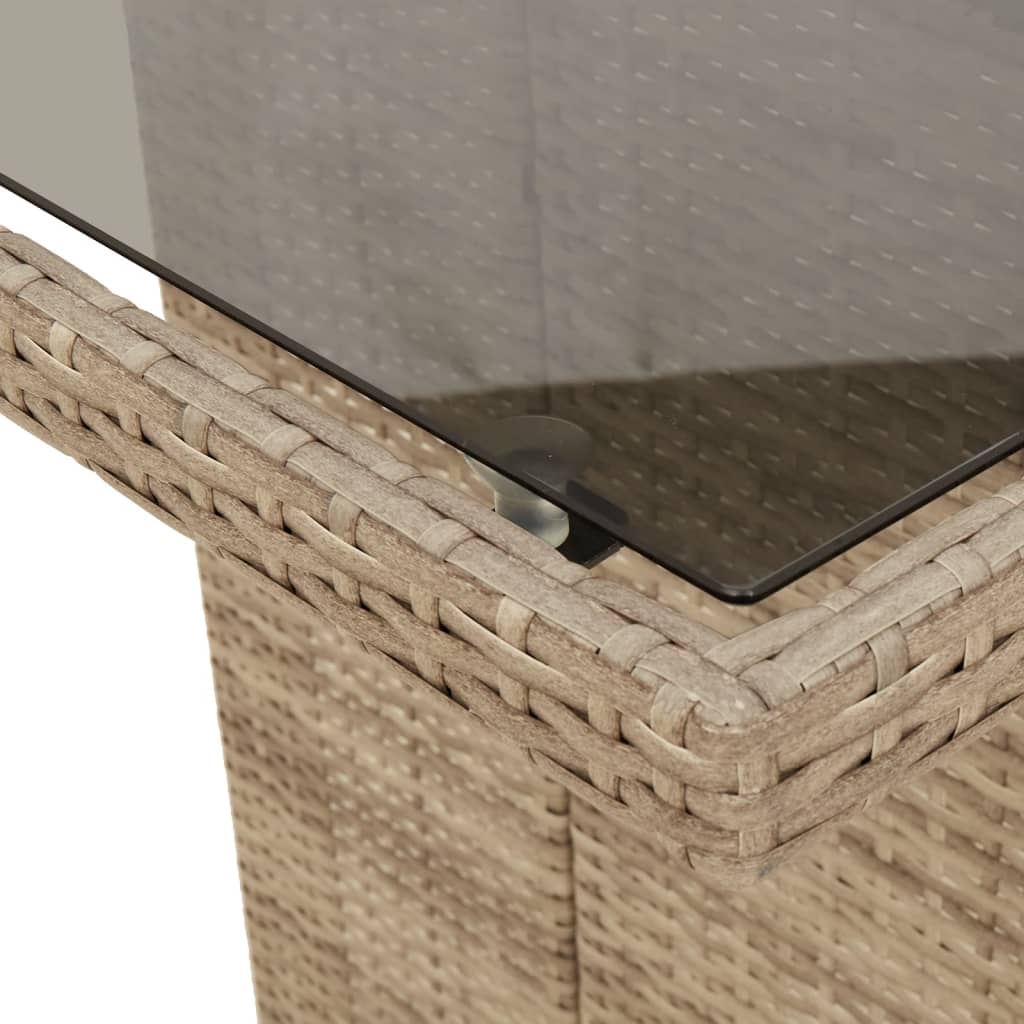 Tuintafel met glazen blad 190x80x74 cm poly rattan beige - AllerleiShop