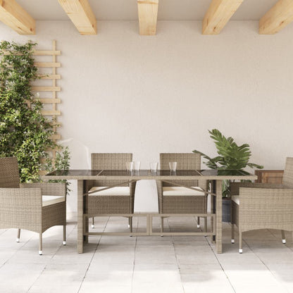 Tuintafel met glazen blad 190x80x74 cm poly rattan lichtgrijs - AllerleiShop