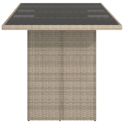 Tuintafel met glazen blad 190x80x74 cm poly rattan lichtgrijs - AllerleiShop