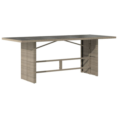 Tuintafel met glazen blad 190x80x74 cm poly rattan lichtgrijs - AllerleiShop